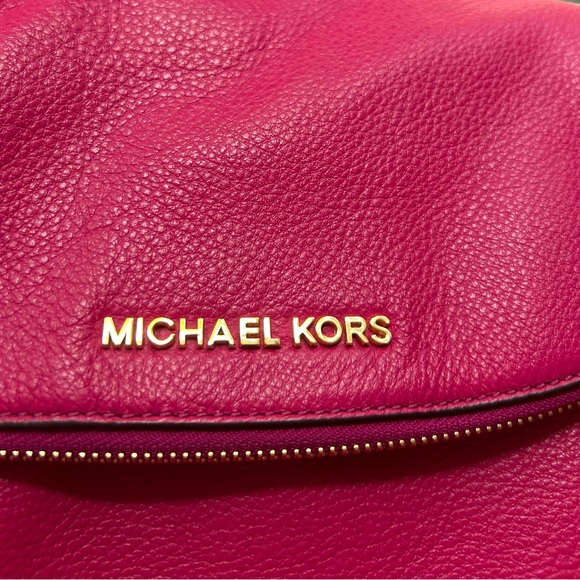 MICHAEL KORS BEDFORD TASSEL FUSCHIA PEBBLE LEATHER FLAP SHOULDER BAG CROSSBODY - Picture 10 of 16